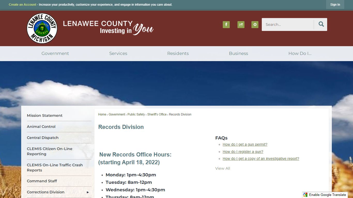 Records Division | Lenawee County, MI