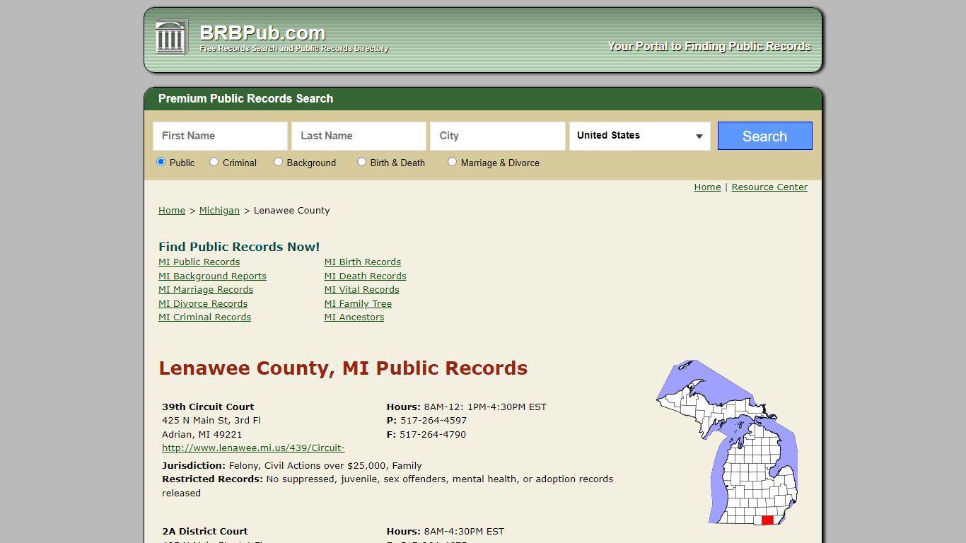 Lenawee County Public Records | Search Michigan Government ...